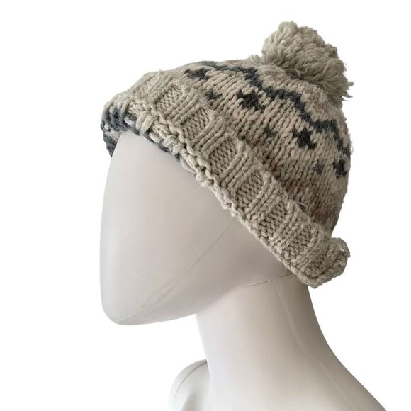 Fair Isle Acrylic Pom Knit Beanie, OS - Picture 1 of 6